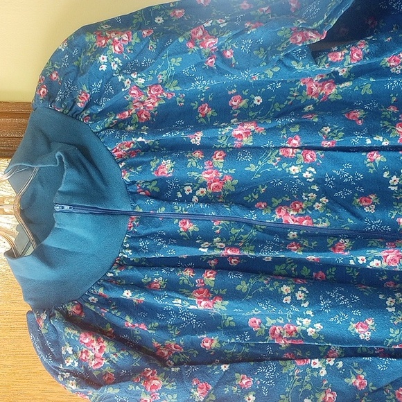 Anthony Richards Floral Flannel Cotton Nightgown. Size 2X. Blue Pink White Green - Picture 2 of 8